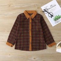 Boys Plaid Long Sleeve Lapel Button Shirt & Pants Boy Clothing Wholesale - PrettyKid