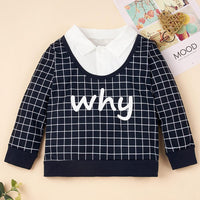 Toddler Boy Plaid Long Sleeve Letter Lapel Top Wholesale Baby Boy Clothes - PrettyKid