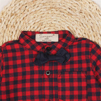 Baby Boys Plaid Long Sleeve Romper & Jeans Wholesale Baby Clothes - PrettyKid