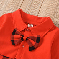 Baby Plaid Long Sleeve Splicing Romper Baby Wholesale Suppliers - PrettyKid