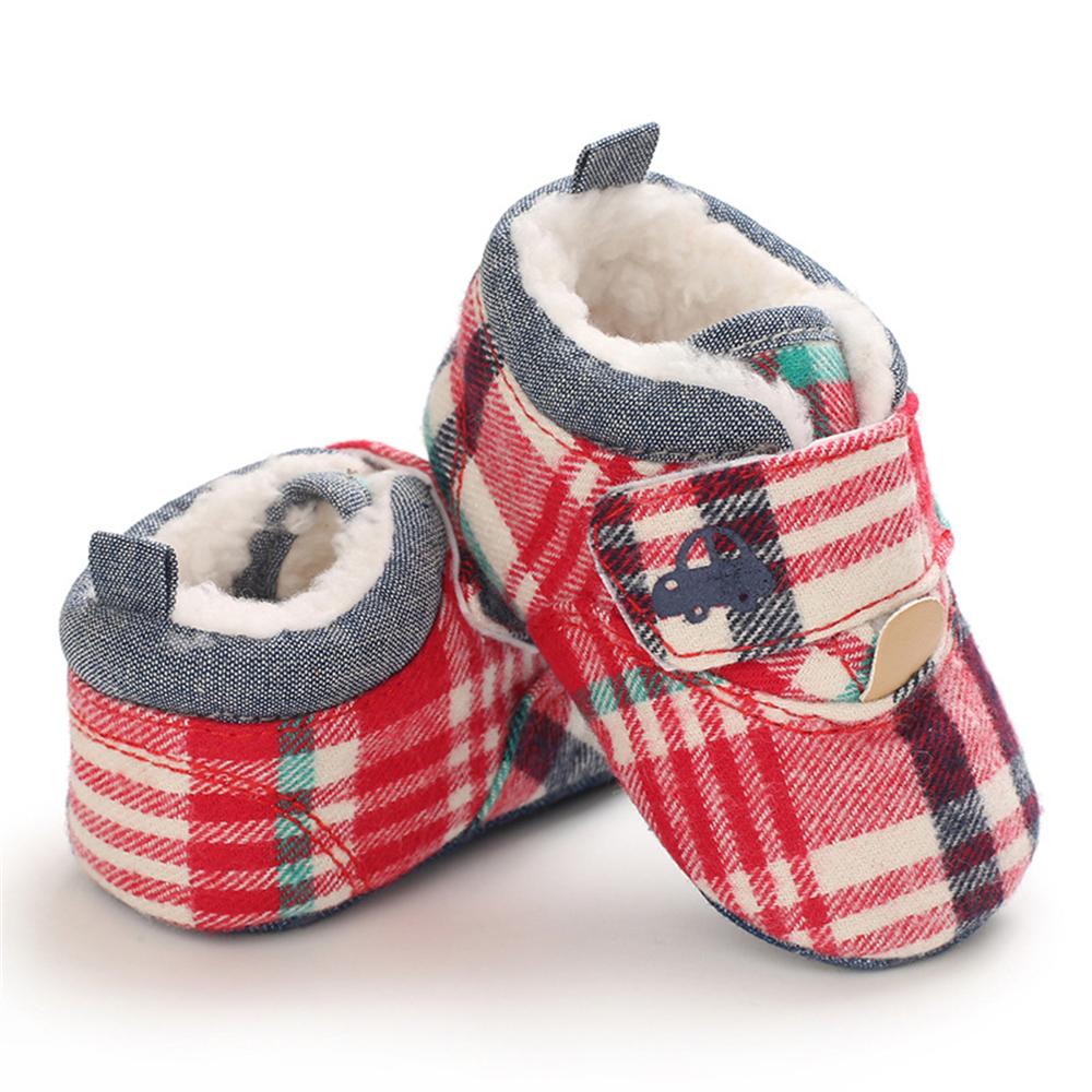 Baby Unisex Plaid Magic Tape Car Warm Shoes Baby Boy Winter Shoes - PrettyKid