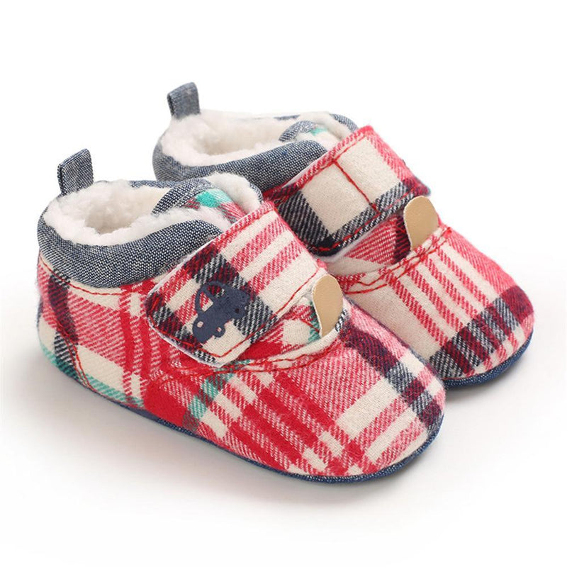 Baby Unisex Plaid Magic Tape Car Warm Shoes Baby Boy Winter Shoes - PrettyKid