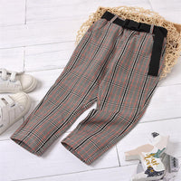 Unisex Plaid Pocket Belt Pants Cheap Childrens Clothes Wholesale - PrettyKid