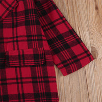 Girls Plaid Pocket Long Sleeve Coat & Skirt Girls Clothes Wholesale - PrettyKid