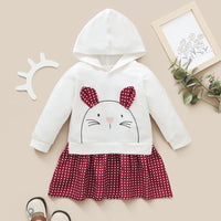 Baby Girls Plaid Rabbit Hooded Long Sleeve Dress Baby Clothes Vendors - PrettyKid