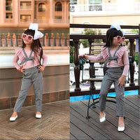 Girls Plaid Ruffle Casual Long Sleeve Top & Pants - PrettyKid