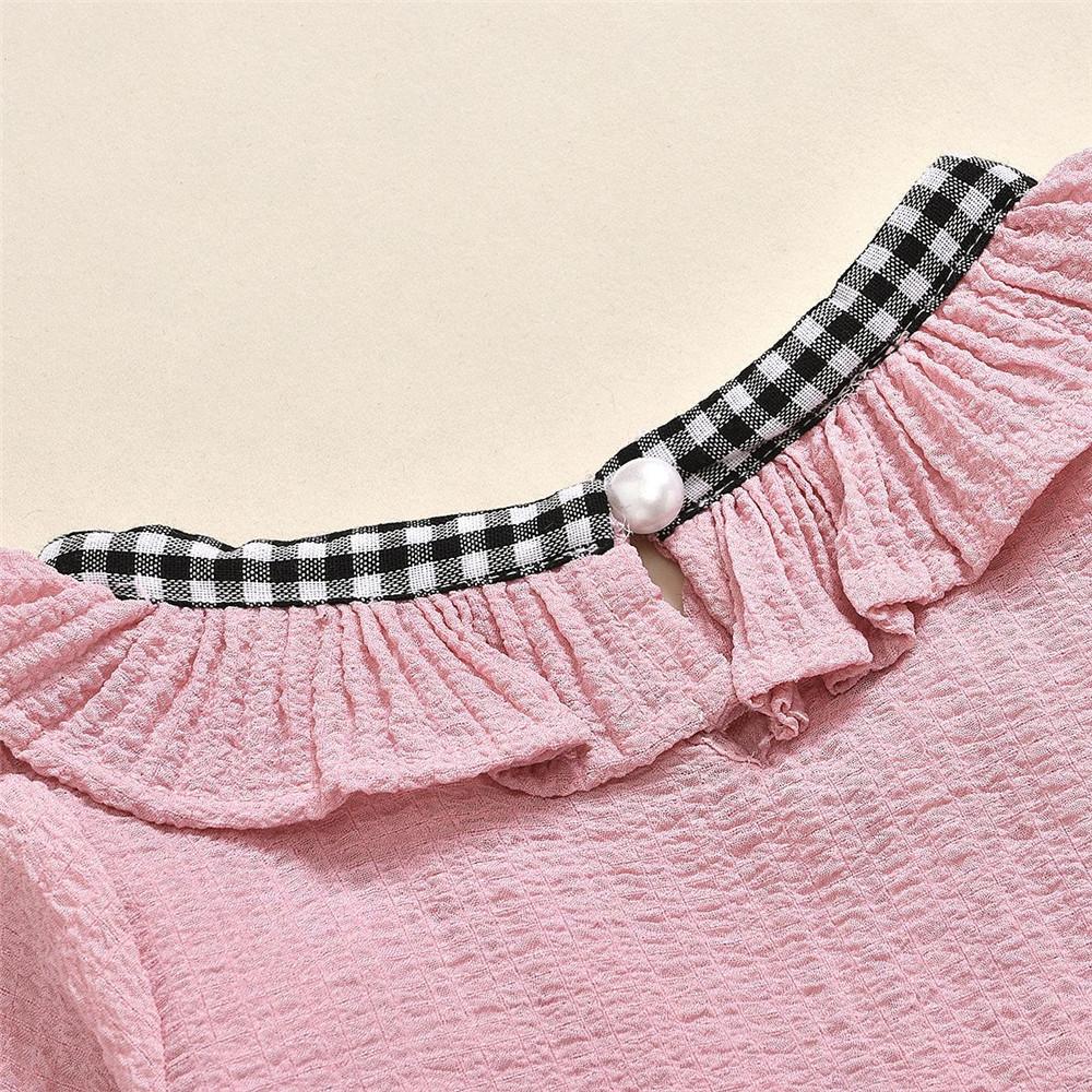 Girls Plaid Ruffle Casual Long Sleeve Top & Pants - PrettyKid