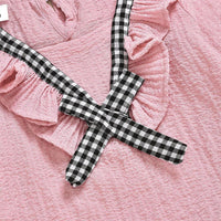 Girls Plaid Ruffle Casual Long Sleeve Top & Pants - PrettyKid