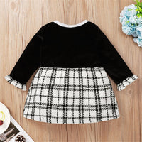 Baby Girls Plaid Splicing Long Sleeve Dress Baby Clothes Wholesale Suppliers - PrettyKid