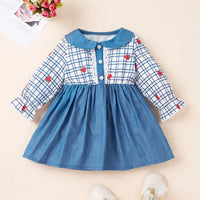 Baby Girls Plaid Strawberry Long Sleeve Lace Sweet Dress Buy Baby Clothes In Bulk - PrettyKid