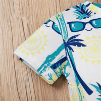 Boys Plant Sunglasses Printed Short Sleeve Top Wholesale Kids clothes Distributors - PrettyKid