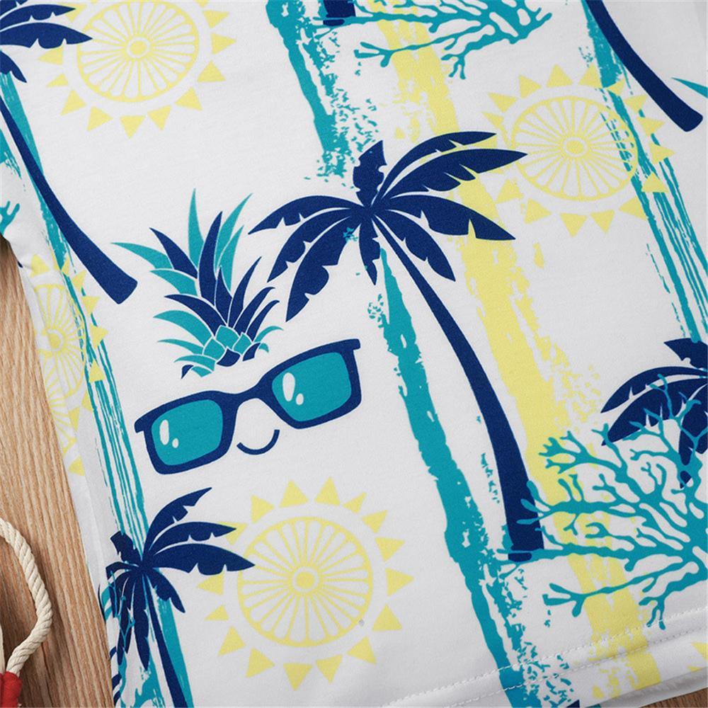 Boys Plant Sunglasses Printed Short Sleeve Top Wholesale Kids clothes Distributors - PrettyKid