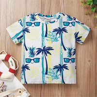 Boys Plant Sunglasses Printed Short Sleeve Top Wholesale Kids clothes Distributors - PrettyKid