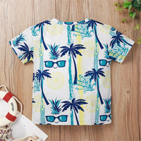 Boys Plant Sunglasses Printed Short Sleeve Top Wholesale Kids clothes Distributors - PrettyKid