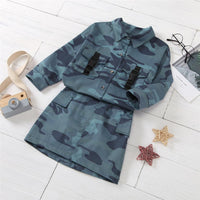 Girls Pocket Button Long Sleeve Camo Jacket & Skirt Toddler Wholesale - PrettyKid