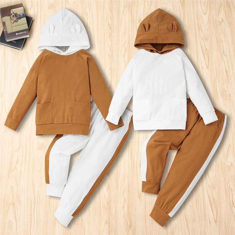Unisex Pocket Color Block Hoode Long Sleeve Cartoon Tracksuit Wholesale Clothes - PrettyKid