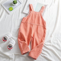 Girls Pocket Corduroy Solid Jumpsuits - PrettyKid
