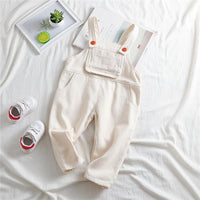 Girls Pocket Corduroy Solid Jumpsuits - PrettyKid