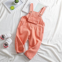 Girls Pocket Corduroy Solid Jumpsuits - PrettyKid