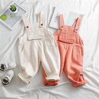 Girls Pocket Corduroy Solid Jumpsuits - PrettyKid