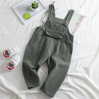 Girls Pocket Corduroy Solid Jumpsuits - PrettyKid
