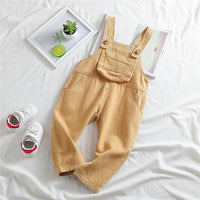Girls Pocket Corduroy Solid Jumpsuits - PrettyKid