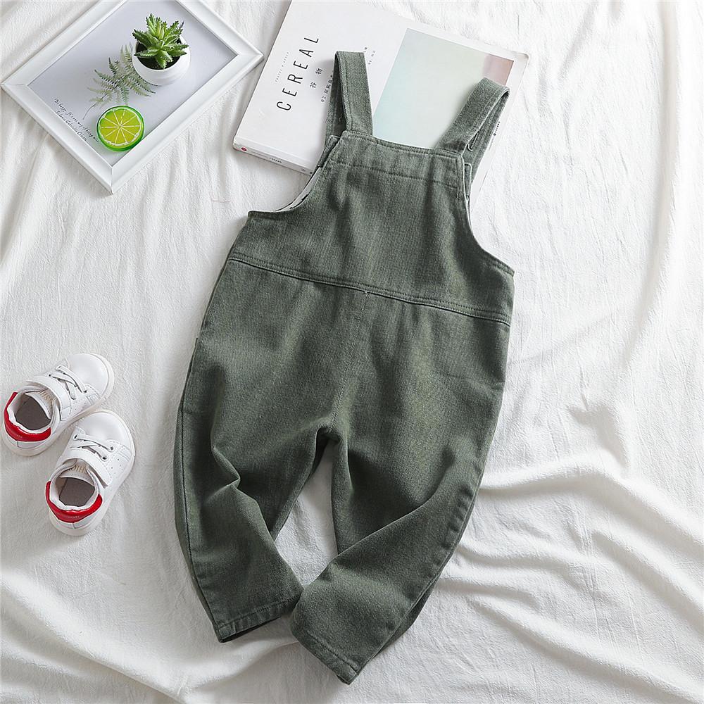 Girls Pocket Corduroy Solid Jumpsuits - PrettyKid