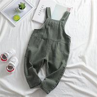 Girls Pocket Corduroy Solid Jumpsuits - PrettyKid