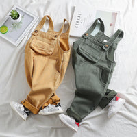 Girls Pocket Corduroy Solid Jumpsuits - PrettyKid
