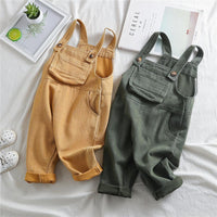 Girls Pocket Corduroy Solid Jumpsuits - PrettyKid