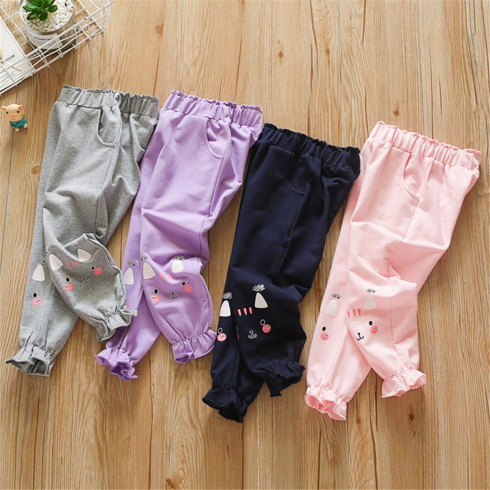 Girls Pocket Cute Solid Color Trousers - PrettyKid