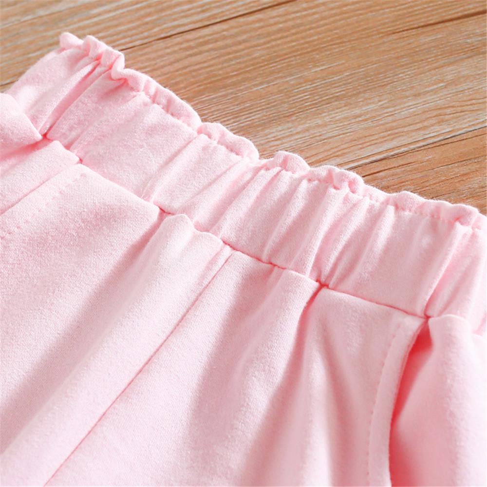 Girls Pocket Cute Solid Color Trousers - PrettyKid