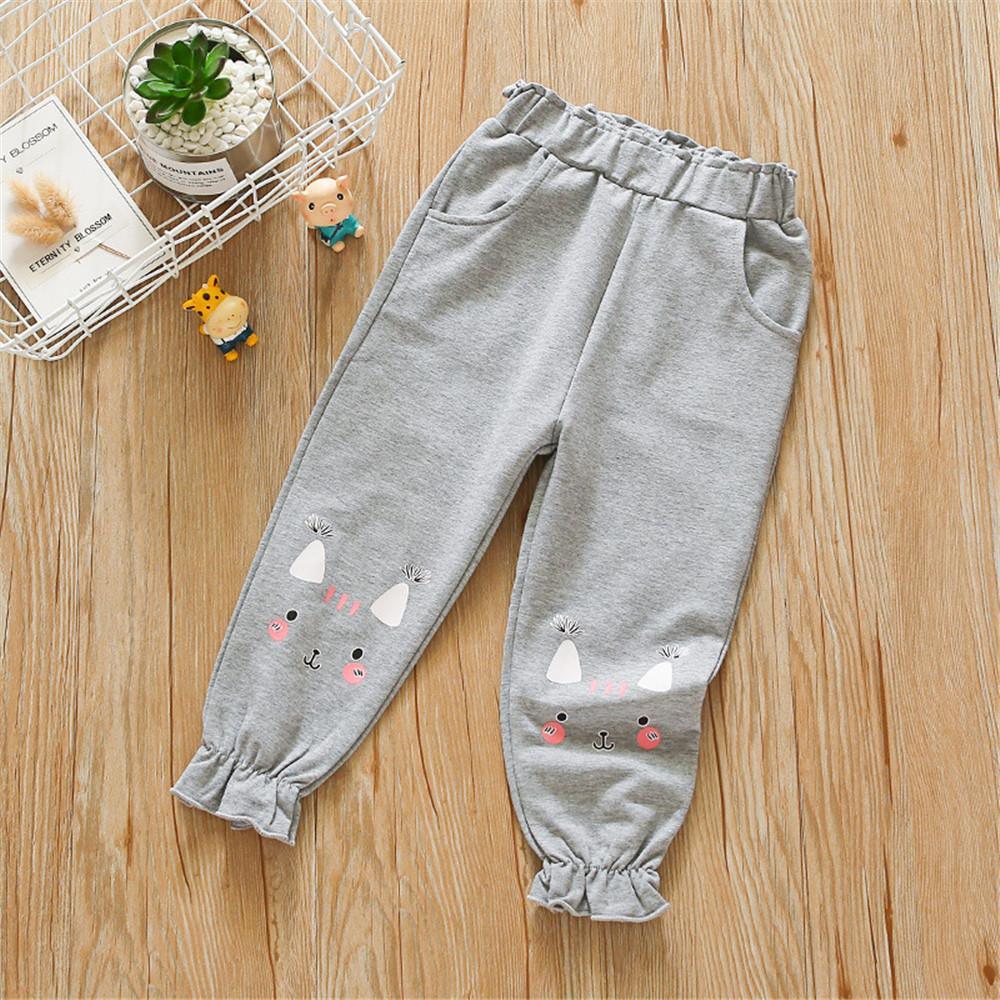 Girls Pocket Cute Solid Color Trousers - PrettyKid