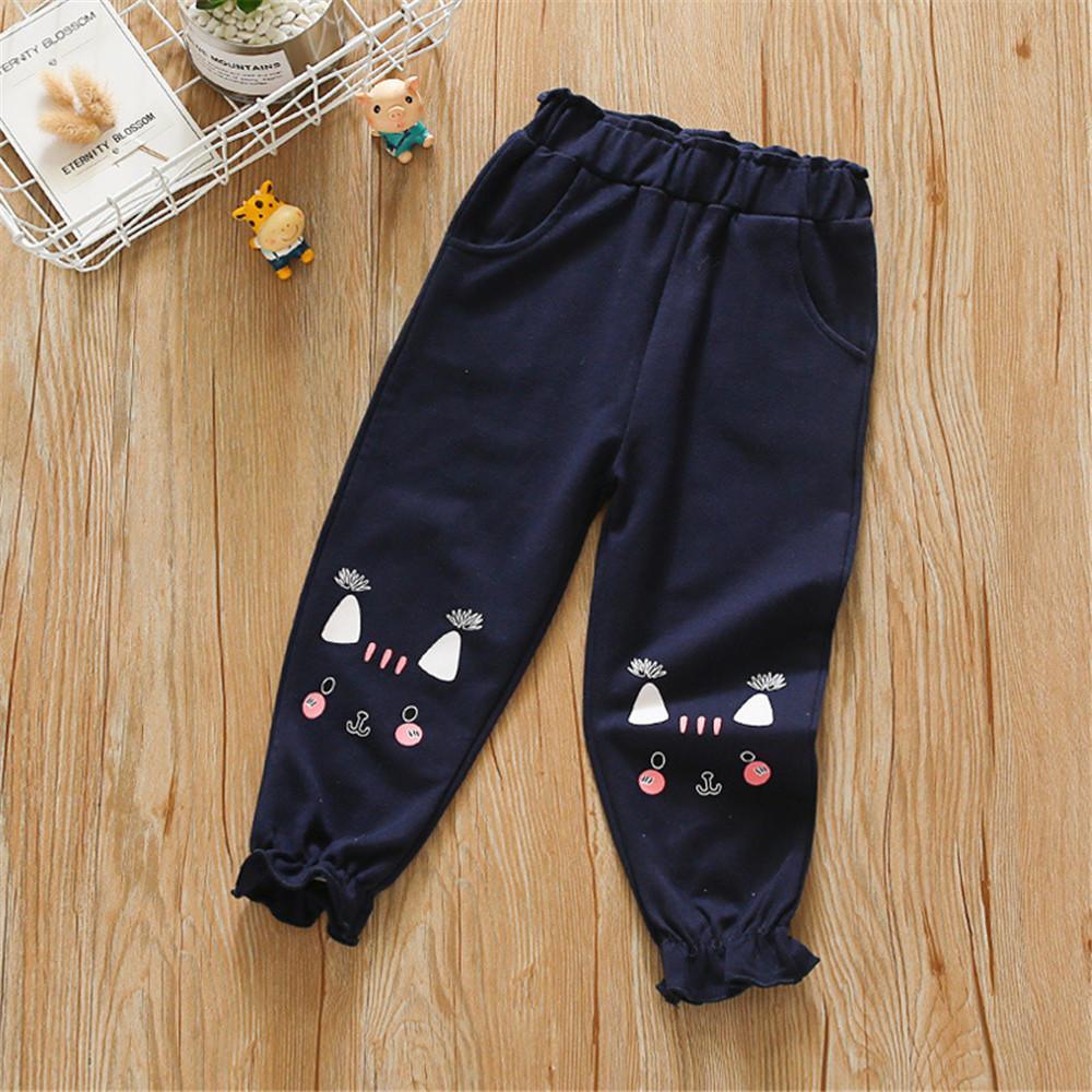 Girls Pocket Cute Solid Color Trousers - PrettyKid