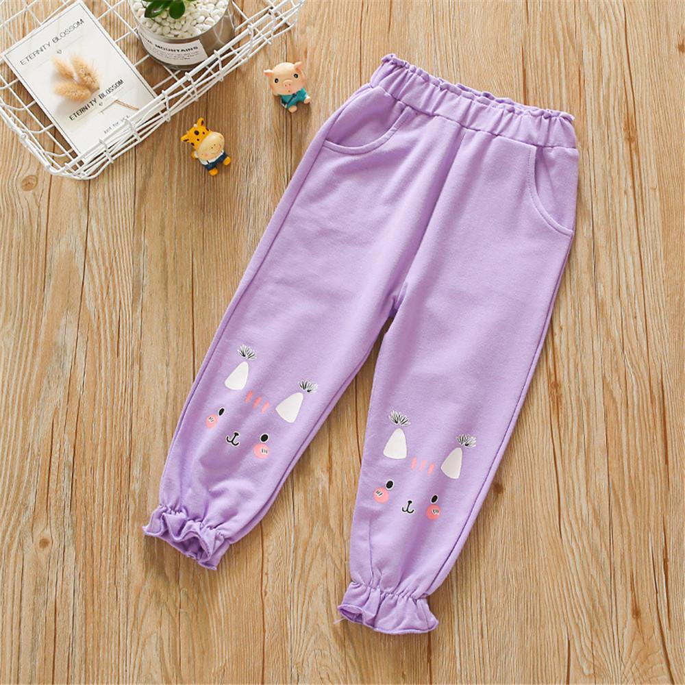 Girls Pocket Cute Solid Color Trousers - PrettyKid