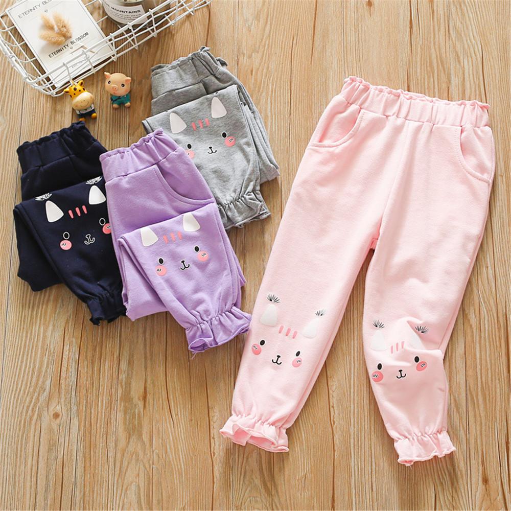 Girls Pocket Cute Solid Color Trousers - PrettyKid