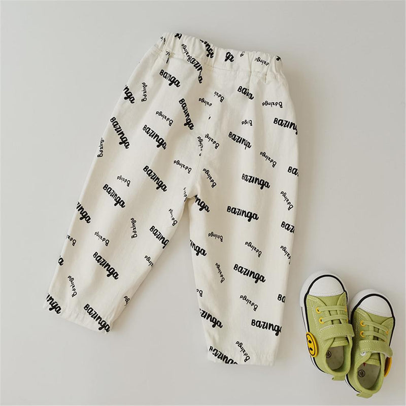 Girls Pocket Letter Printed Casual Trousers Cheap Childrens Clothes Wholesale - PrettyKid