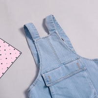 Girls Pocket Solid Denim Jumpsuits - PrettyKid