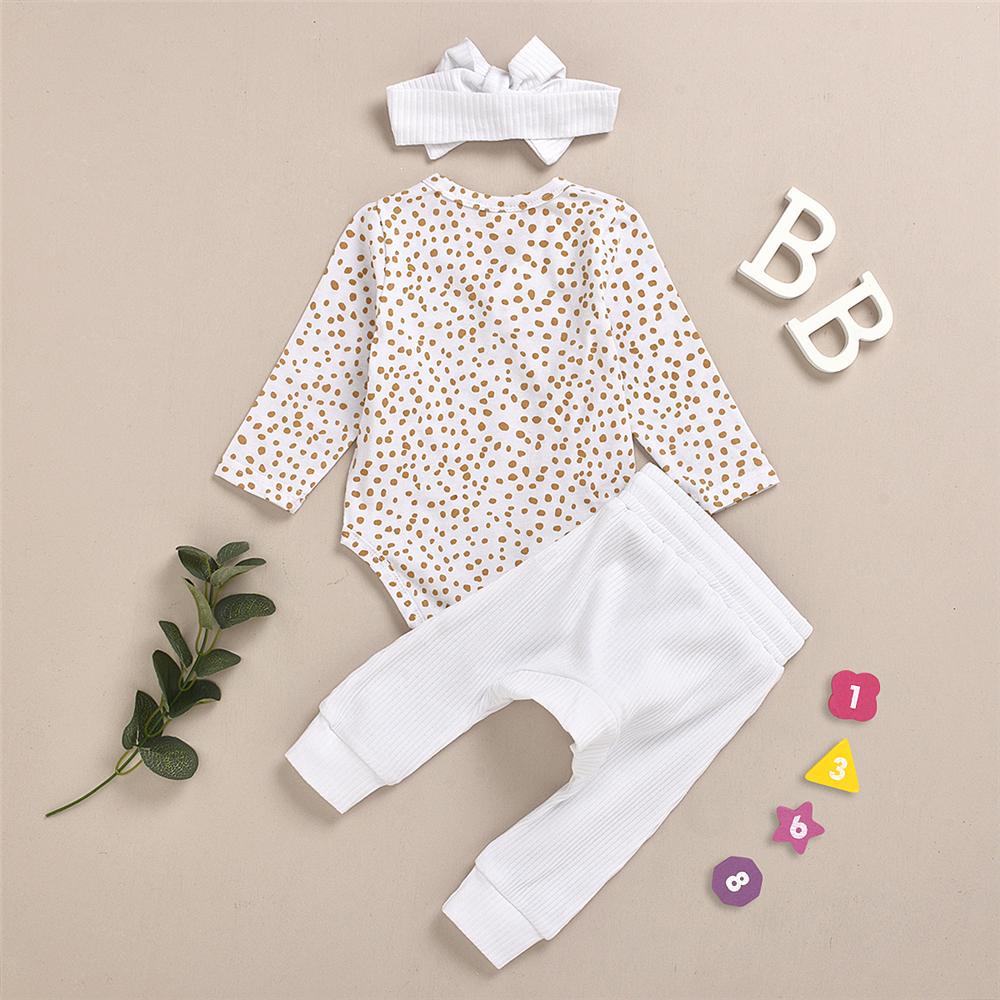 Baby Girls Polka Dot Cardigan Romper & Pants Cheap Boutique Baby Clothes - PrettyKid