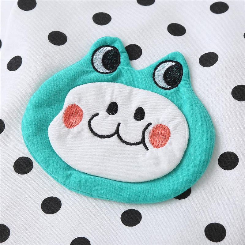 Baby Girls Polka Dot Cartoon Frog Long Sleeve Romper & Headband Wholesale - PrettyKid
