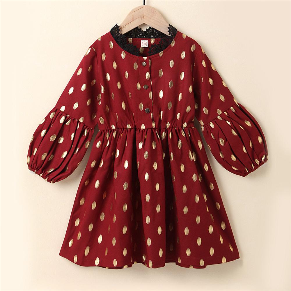 Girls Polka Dot Flared Sleeve Printed Dress Wholesale Boutique Girl Clothing - PrettyKid