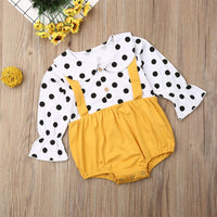 Baby Girls Polka Dot Flared Sleeve Rompers - PrettyKid