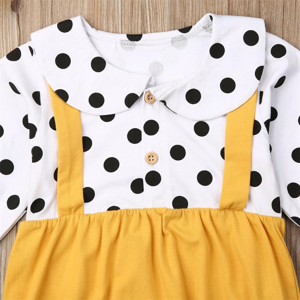 Baby Girls Polka Dot Flared Sleeve Rompers - PrettyKid