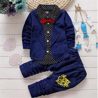 Boys Polka Dot Gentleman Bow Tie Letter Suit & Pants - PrettyKid