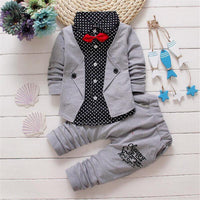 Boys Polka Dot Gentleman Bow Tie Letter Suit & Pants - PrettyKid