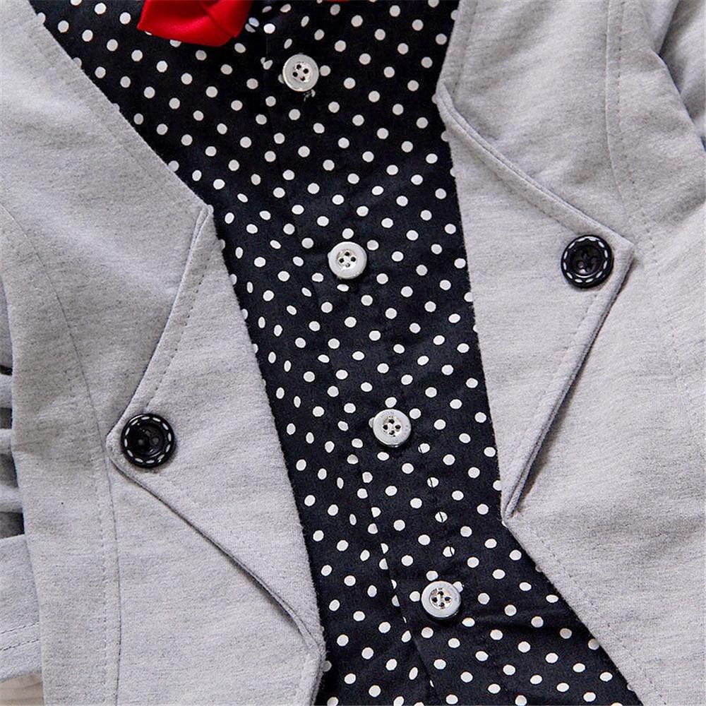 Boys Polka Dot Gentleman Bow Tie Letter Suit & Pants - PrettyKid