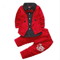 Boys Polka Dot Gentleman Bow Tie Letter Suit & Pants - PrettyKid