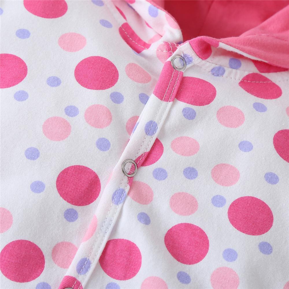 Baby Girls Polka Dot Hooded Long Sleeve Romper Baby Wholesale Suppliers - PrettyKid