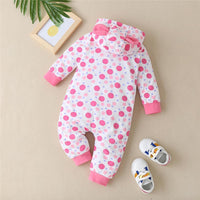 Baby Girls Polka Dot Hooded Long Sleeve Romper Baby Wholesale Suppliers - PrettyKid