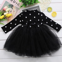 Baby Girls Polka Dot Knitted Long Sleeve Tulle Dress Baby Wholesales - PrettyKid